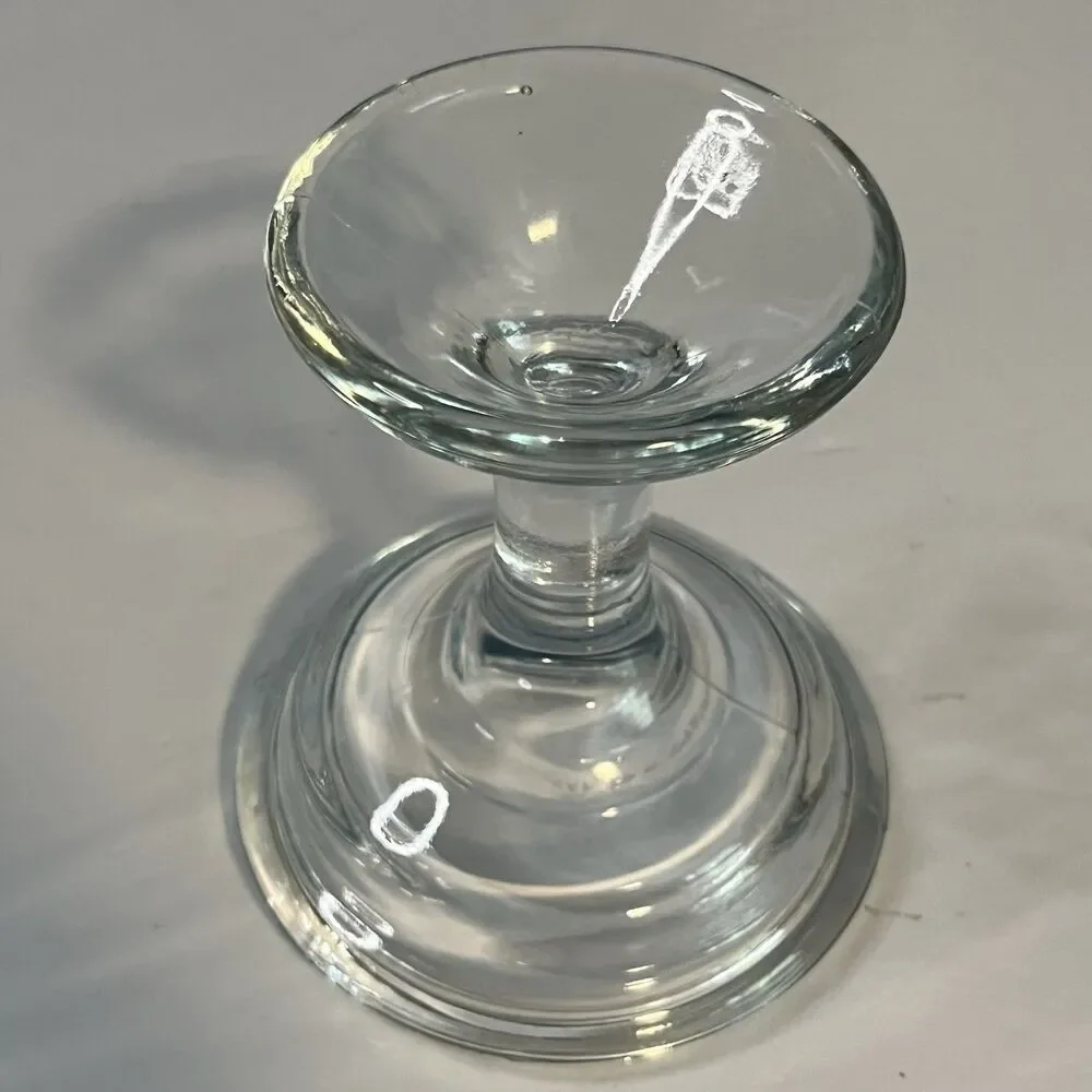 Vtg Clear Glass Fairy Lamp Pedestal Bottom Base Only Replacement PartyLite 4.25”